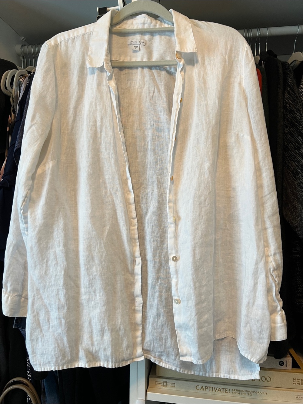 J. Jill White Linen Essential Shirt Large